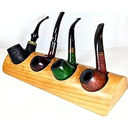 Tobacco Pipe Stand Holder- Wooden Tobacco Pipes Display Rack Holder for 4 Smoking Pipes