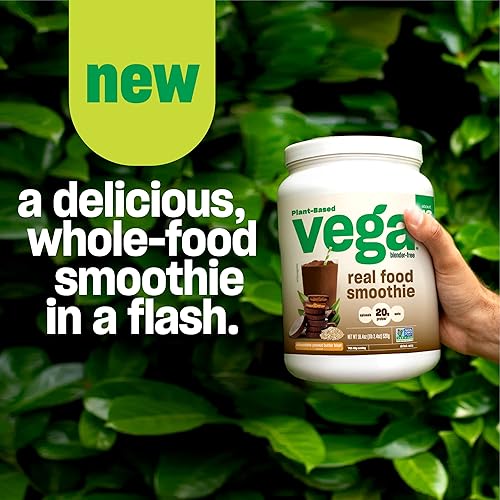 Vega Real Food Smoothie, Tropical Green Paradise, Vegan Protein Powder, 20g Plant Based Protein, No Blender Required, Gluten Free, Non GMO, Pea Protein for Women and Men, 1.23 Pounds 14 Servings