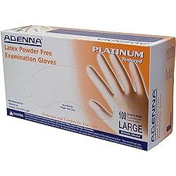 Adenna PLT556Adenna Platinum 5.5 mil Latex Powder Free Exam Gloves White, Large Box of 100