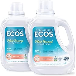 ECOS® Hypoallergenic Laundry Detergent, Magnolia Lily, 200 Loads, 100oz Bottle by Earth Friendly Products Pack of 2