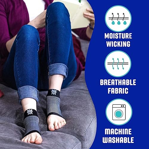 Bitly Plantar Fasciitis Compression Socks for Women & Men - Best Ankle Compression Sleeve, Nano Brace for Everyday Use - Provides Arch Support & Heel Pain Relief Black, Medium