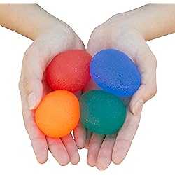 RMS 4-Pack Hand Exercise Balls - Physical & Occupational Therapy Kit for Strengthening Grip & Reducing Stiffness - Arthritis Pain Relief Exerciser for Rehabilitation, Fidget, Stress Relief