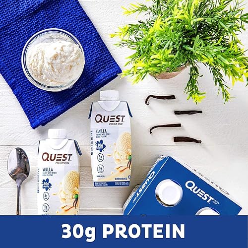 Quest Nutrition Vanilla Protein Shake, High Protein, Low Carb, Gluten Free, Keto Friendly, 12Count
