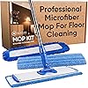 18" Professional Microfiber Mop - Hardwood Floor Mop - Dry & Wet Mop for Wood, Laminate, Tile, Vinyl Floors | Washable Pads | Wet & Dust Mopping | Adjustable Handle 1 Microfiber Cloth