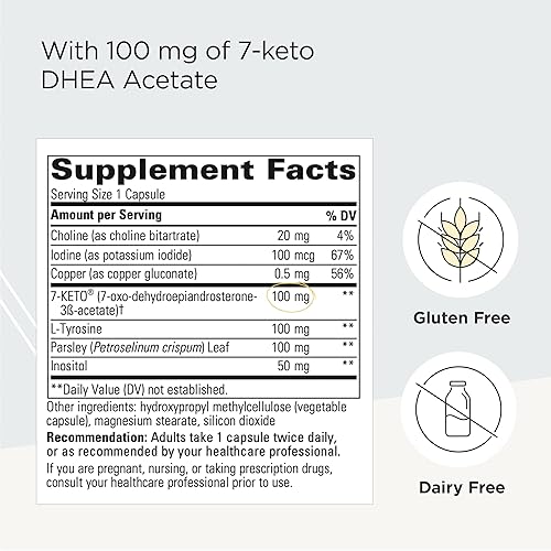 Integrative Therapeutics - 7-Keto Lean - Ephedra-Free DHEA Metabolite with Parsley, Iodine, Inositol, Choline and Copper for Metabolism and Thyroid Support - Gluten Free - Dairy Free - 30 Capsules