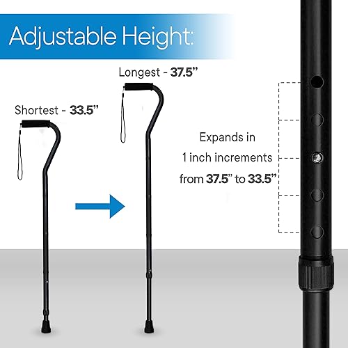RMS Folding Cane with Offset Foam Handle, Adjustable Walking Stick with Carrying Pouch