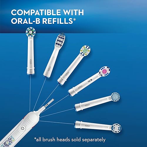 Oral-B Kids Electric Toothbrush with Coaching Pressure Sensor and Timer, Rechargeable Toothbrush with 2 Brush Heads, Sparkle & Shine