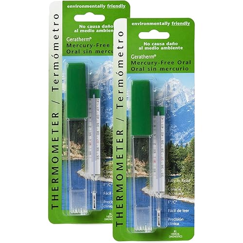 Geratherm Mercury Free Oral Glass Thermometer, Pack of 2