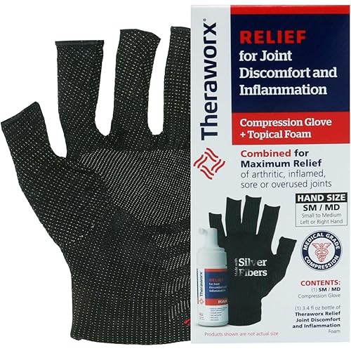 Theraworx Relief Joint Discomfort 3.4 Oz Inflammation Foam, 2 Compression Gloves