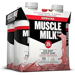 Muscle Milk Genuine Protein Shake, Strawberries 'N Crème, 25g Protein, 11 FL OZ, Pack of 4