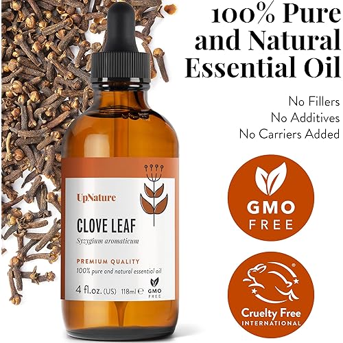 UpNature Clove Essential Oil - 100% Natural & Pure , Undiluted, Premium Quality Aromatherapy Oil Relief & Promotes Healthy Gums, Clove Oil for Tooth Aches, Soothe Headaches , 4oz