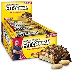 FITCRUNCH Full Size Protein Bars, Designed by Robert Irvine, World’s Only 6-Layer Baked Bar, Just 6g of Sugar & Soft Cake Core 12 Count, Peanut Butter