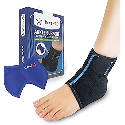 TheraPAQ Ankle Ice Pack Wrap for Injuries - Hot & Cold Reusable Gel Compression Brace for Relief from Sprain, Sports Injury, Plantar Fasciitis, Achilles Tendonitis - One Size Fits Most