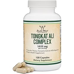 Tongkat Ali Extract 200 to 1 Longjack Eurycoma Longifolia, 1020mg per Serving, 120 Capsules - Testosterone and Men's Health Support, with 20mg Tribulus Terrestris by Double Wood Supplements