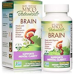 Host Defense, MycoBotanicals Brain Capsules, Promotes Concentration, Memory and Cognitive Function, Mushroom and Herb Supplement, Unflavored, 60