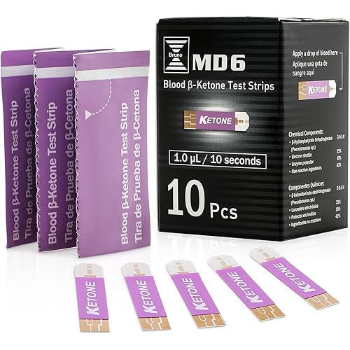 Bruno MD6 Box of 10 Ketone Test Strips to Use with Our MD6 Blood Monitoring System | Stay in Ketosis and Get The Best Results with Accurate Keto Counts While Following The Ketogenic Diet