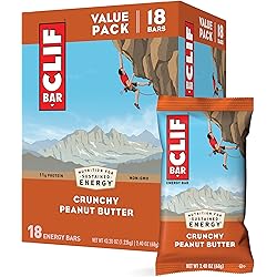 CLIF BARS - Energy Bars - Crunchy Peanut Butter - Made with Organic Oats - Plant Based Food - Vegetarian - Kosher 2.4 Ounce Protein Bars, 18 Count Packaging May Vary