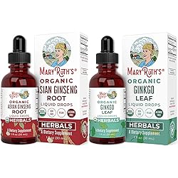 Asian Ginseng Drops & USDA Organic Ginkgo Leaf Drops Bundle | Supplement for Vitality, Antioxidant, Supports Focus Energy & Endurance| Herbal Drops for Circulatory System & Brain Health