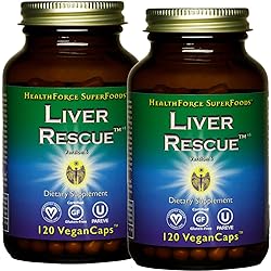 HealthForce SuperFoods Liver Rescue - 120 VeganCaps, Pack of 2 - All Natural Liver Regenerator Supplement with Milk Thistle & Dandelion Root - Gluten Free - 240 Total Servings