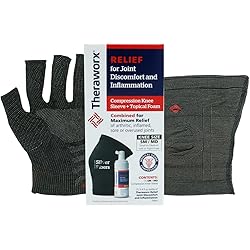 Theraworx Relief Joint Discomfort and Inflammation 3.4 Oz Foam, 1 Compression Knee and Glove
