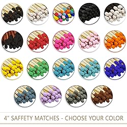 4" Matches in Color of Your Choice 100 Count, Striking Stickers Included | Decorative Unique & Fun for Your Home, Gifts, Accessories & Events | Premium Long Wood Safety Matches by Thankful Greetings