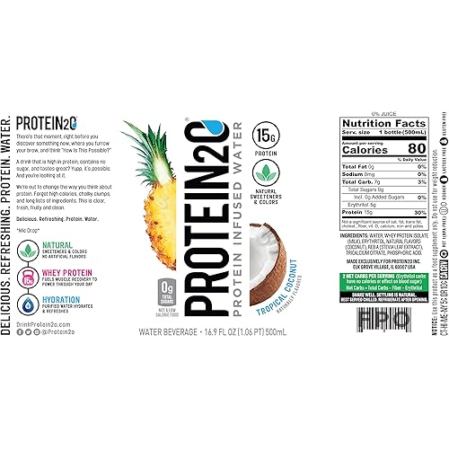Protein2o 15g Whey Protein Infused Water, Flavor Fusion Variety Pack, 16.9 oz Bottle Pack of 12