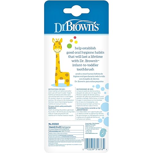 Dr. Brown’s Infant-to-Toddler Training Toothbrush, Giraffe, 0-3 years