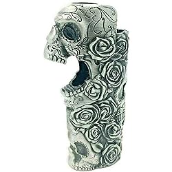 Rose Skull Skeleton Metal Lighter Case Cover Holder fits BIC Full Standard Size Lighter J6
