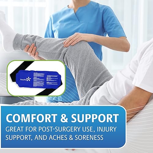 TheraPAQ Ice Pack for Injury - 14"x6" Hot & Cold Ice Packs for Injuries Reusable - Adjustable Gel Compress Wrap for Cramps, Back, Ankle, Knee, Shoulder - Help w Pain Relief for Athletes and Recovery
