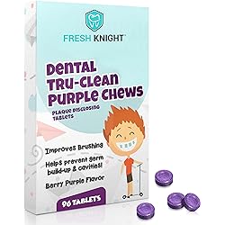 Plaque Disclosing Tablets for Teeth, 96 Count, Dental Disclosing Tablets for Kids or Adults, Shows Plaque, Helps Teach Kids Teeth Brushing Habits for Clean Teeth, by Fresh Knight, Pack of 1