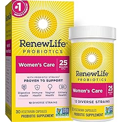 Renew Life Women's Probiotics 25 Billion CFU , 12 Strains, Shelf Stable, Gluten Dairy & Soy Free, 30 Capsules, Ultimate Flora Women's Care Beige
