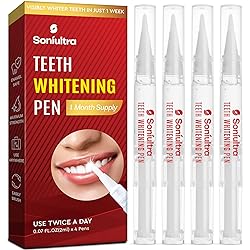 Teeth Whitening Pen, Use Twice a Day for Visibly Whiter Teeth in 1 Week, 4 Pens, 70 Uses, 1 Month Supply