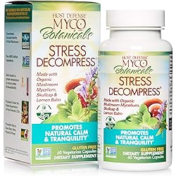 Host Defense, MycoBotanicals Stress Decompress Capsules, Supports Calm and Relaxation, Mushroom and Herb Supplement, 60 Capsules, Unflavored