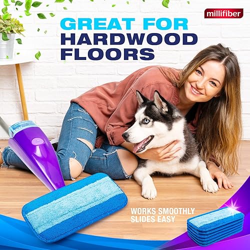 Millifiber Reusable Mop Pads Compatible with Swiffer WetJet 2 Pack - Microfiber Mop Refill for Wet Mopping Cloths - Hardwood Floor Cleaning Spray Mop Pads Reusable Replacements