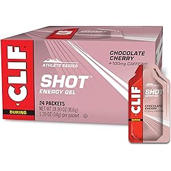 CLIF SHOT - Energy Gels - Chocolate Cherry - 100mg Caffeine- Non-GMO - Quick Carbs & Caffeine for Energy - High Performance & Endurance - Fast Fuel for Cycling and Running 1.2 Ounce Packet, 24 Count