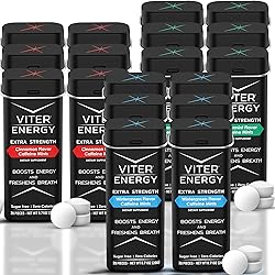 Viter Energy Extra Strength Caffeine Mints All 3 Flavors 6 Pack Bundle for 18 Total Packs - 80mg Caffeine, B Vitamins, Sugar Free, Vegan, Powerful Energy Booster for Focus and Alertness