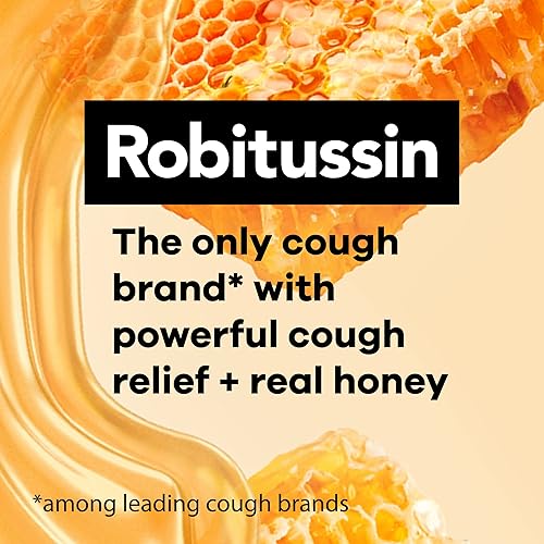 Robitussin Maximum Strength Honey Cough Chest Congestion DM, Cough Medicine for Cough and Chest Congestion Relief Made with Real Honey- 4 Fl Oz Bottle
