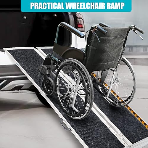 10FT KOLO Foldable Wheelchair Ramp, 120 L x 31.3 W, 800 lbs Capacity, Non-Skid Handicap Portable Ramps for Steps, Lightweight with Handle, for Wheelchairs Scooters to Home Steps Stairs Doorways