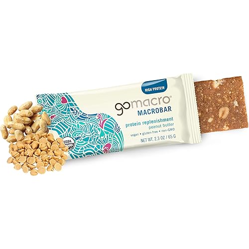 GoMacro MacroBar Organic Vegan Protein Bars, Peanut Butter, 2.3 Ounce Bars Pack of 12