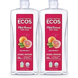 ECOS® Hypoallergenic Dish Soap, Natural Grapefruit, 25oz by Earth Friendly Products Pack of 2