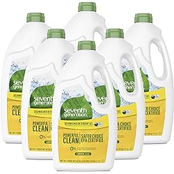 Seventh Generation Dishwasher Detergent Gel Liquid Soap Lemon Scent Dish Detergent, 42 Ounce Pack of 6