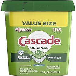 Cascade Dishwasher Pods, Actionpacs Dishwasher Detergent, Original Fresh, 105 Count