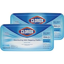 Clorox Disinfecting Wet Mopping Cloths, Rain Clean, 24 Wet Refills Pack of 2