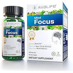 AVALIFE Mind Focus Brain Booster Capsules 60 Count - Mental Wellness Supplement with Ashwagandha and Bacopa for Mental Clarity, Focus, and Energy | Gluten Free, Vegetarian, Non-GMO - 30-Day Supply