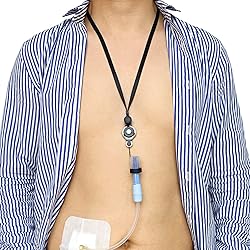 2 Pack] Detachable PD Transfer Set Holder Lanyard Peritoneal Dialysis Cather Accessories Shower Protector Quick Release for Safety Support Secure Catheter Tube Adults Men Women Patients Black