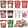 100 Pcs Christmas Disposable Cup 9 oz Paper Cups Tea Cups Coffee Cups Christmas Party Cups Christmas Red and Black Buffalo Plaid Paper Cup Drinkware Holiday Supplies, 10 Styles
