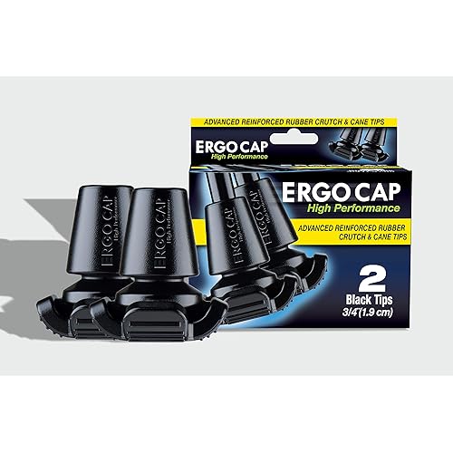 Ergocap® High Performance Crutch Rubber Tip - 34'' Rubber Replacement Foot for CanesCrutches -Stable Four Point, Engineered to Mimic The Joint Articulation of The FootAnkle Universal-2 Tips