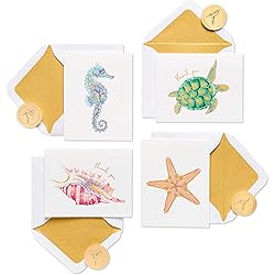 Papyrus Thank You Cards with Envelopes, Sea Creatures 20-Count