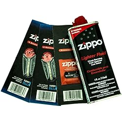 ZIPPO Lighter Fluid 1 Wick Card & 2 Flint Card 12 Flints Gift Set, 4 oz