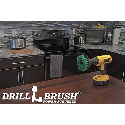 Kitchen Accessories - Cleaning Supplies - Drill Brush - Mold Remover - Grout Cleaner - Cast Iron Skillet - Spin Brush - for Tile, Counter-Tops, Stove, Oven, Sink, Trash Can, Floors - Calcium - Rust